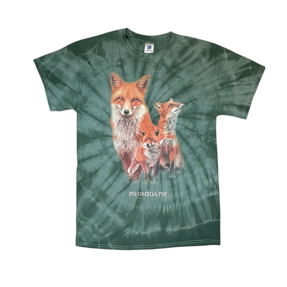 Y2K Colortone foxes green tie dye short sleeve tee - Picture 5 of 12